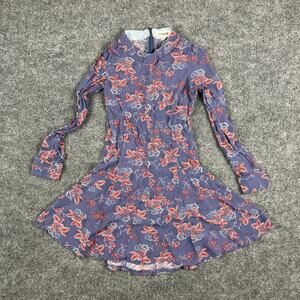 Ryder Dress Womens Size XS Purple Floral Button-Up Long Sleeve Fit & Flare